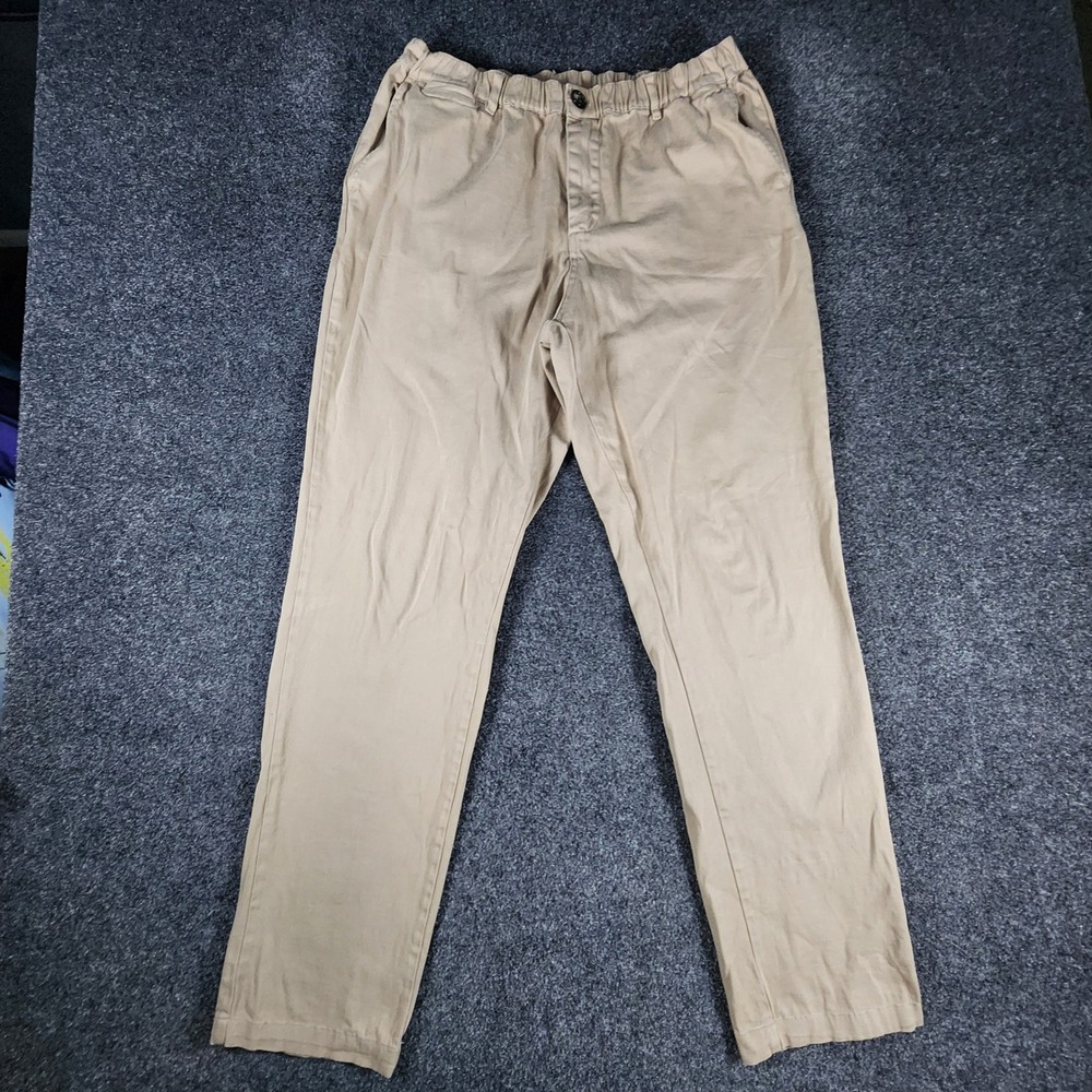 Cove Chino Pants Mens 34x30 Tan Khaki Elastic Waist Cotton Stretch Trousers